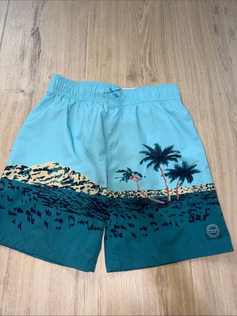 Abercrombie kids Tropical Print Swim Shorts in Aqua size 11/12 NWOT